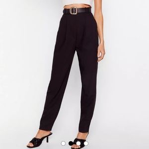 Nasty Gal Pleat Don't Go High Wasted Tapered Pants